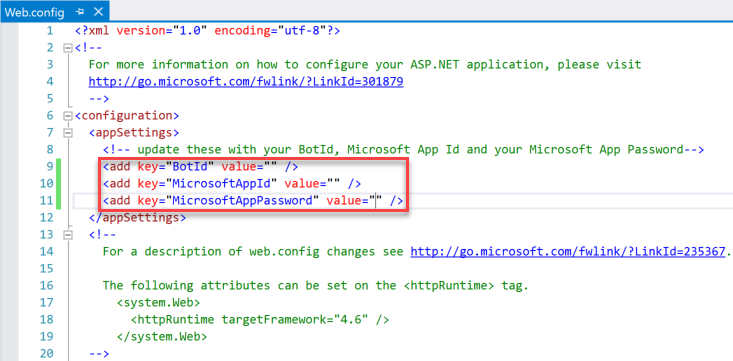 Microsoft Bot: Web Config